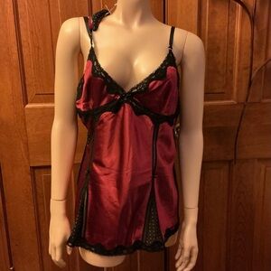 Satin Lace Trim intimate wear in Burgundy and Black